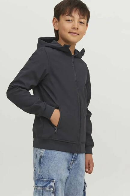 Jack & Jones - Çocuk Basic Softshell Kapüşonlu Ceket 12236738 Siyah 