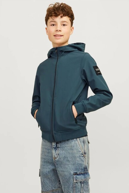 Jack & Jones - Çocuk Basic Softshell Kapüşonlu Ceket 12236738 Yeşil (1)