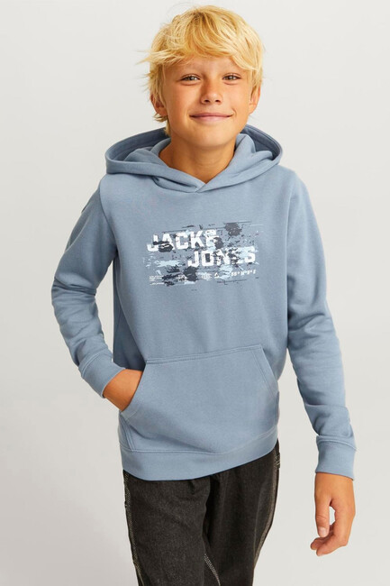 Çocuk Outdoor Logo Sweat Hood Sweat 12263378 Mavi - Thumbnail