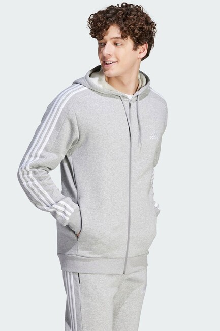 Adidas - Erkek 3S Kapüşonlu Sweat IJ6479 Gri 