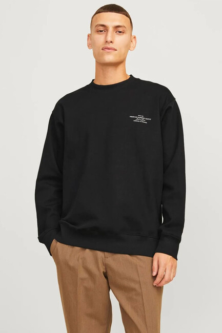 Jack & Jones - Erkek Blachad Brandıng Sweat 12261386 Siyah 