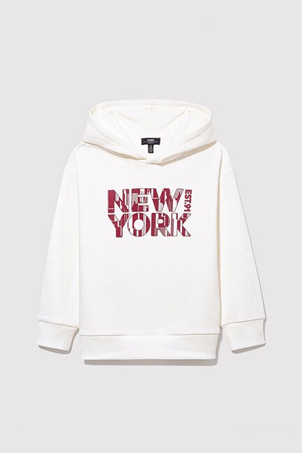 Erkek Çocuk New York Baskılı Sweat 6S10070-70057 Beyaz - Thumbnail