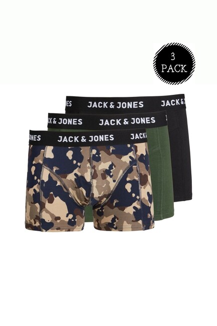 Jack & Jones - Erkek Renkli Logolu 3'lü Boxer Paketi 12237445 Haki 