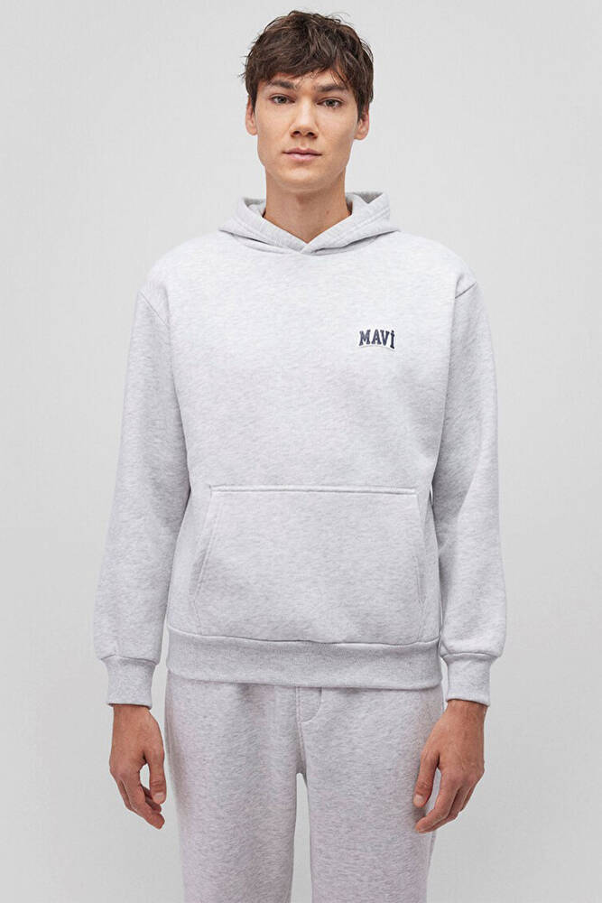 Erkek Kapüşonlu Sweat 0S10173-82498 Gri 