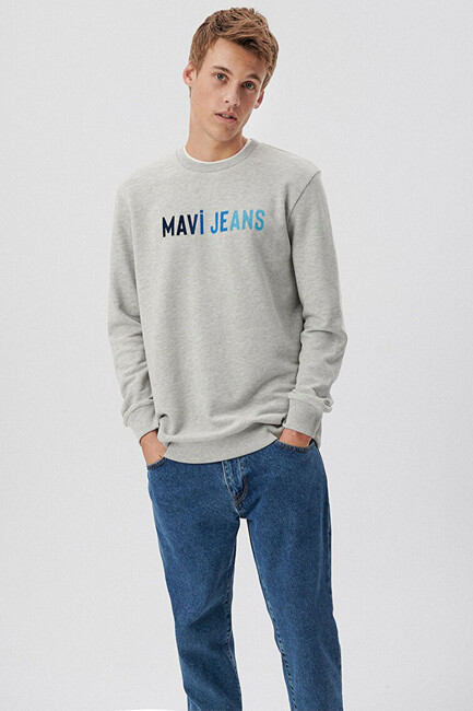 Mavi - Erkek Logo Baskılı Sweat 067146-35010 Gri (1)