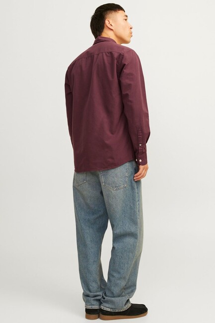 Jack & Jones - Erkek Oxford Gömlek 12182486 Bordo (1)