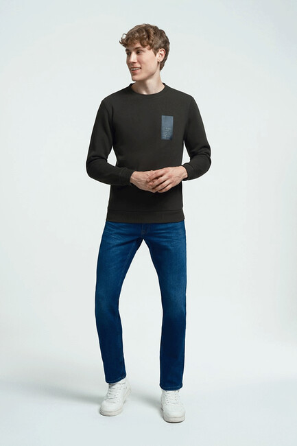 Erkek Regular Fit Sweatshirt LF2034185 Haki - Thumbnail