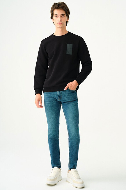 Erkek Regular Fit Sweatshirt LF2034185 Siyah - Thumbnail