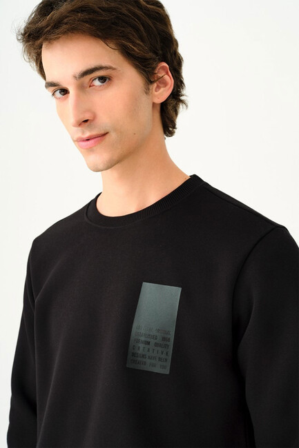 Erkek Regular Fit Sweatshirt LF2034185 Siyah - Thumbnail