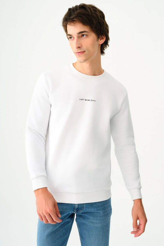 Erkek Regular Fit Sweatshirt LF2034268 Beyaz 