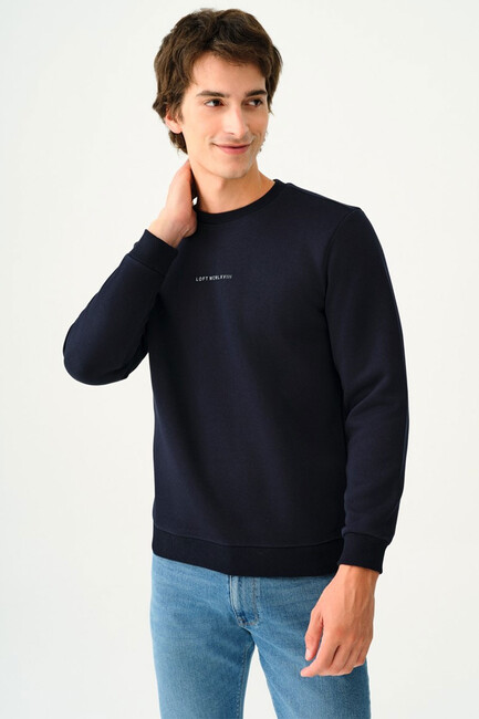 Erkek Regular Fit Sweatshirt LF2034268 Lacivert 