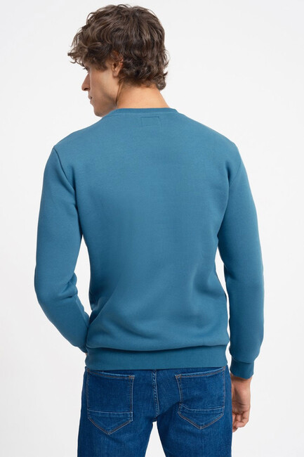 Erkek Regular Fit Sweatshirt LF2034268 Mavi - Thumbnail