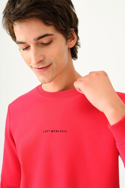 Erkek Regular Fit Sweatshirt LF2034268 Pembe - Thumbnail