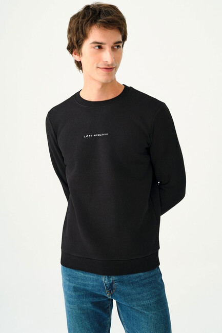 Erkek Regular Fit Sweatshirt LF2034268 Siyah - Thumbnail