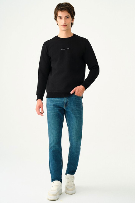 Erkek Regular Fit Sweatshirt LF2034268 Siyah - Thumbnail