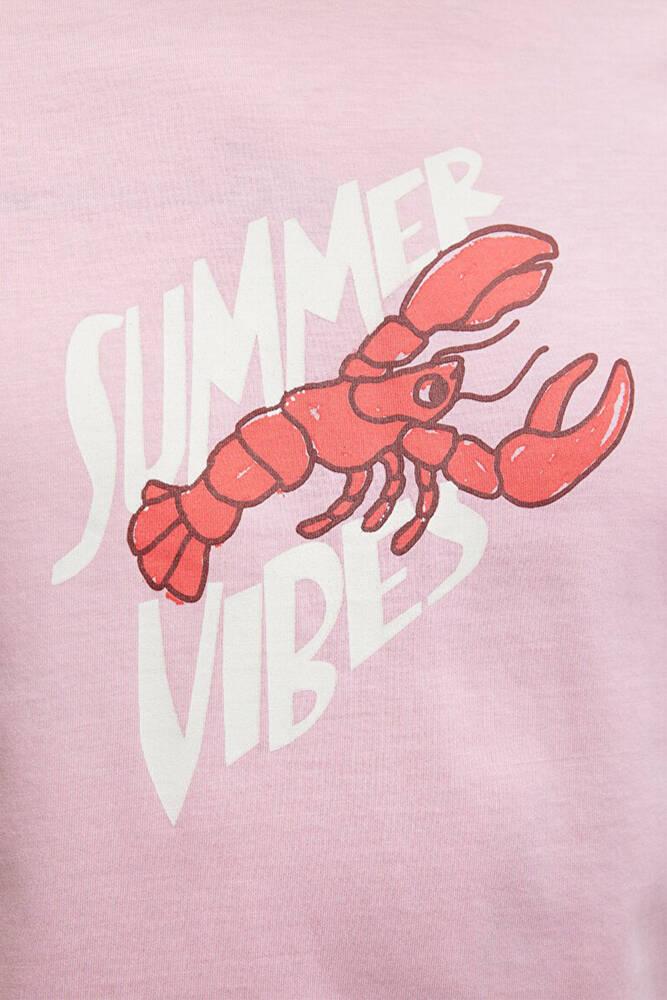 Erkek Summer Vibes Baskılı Tişört 0612066-71152 Pembe 