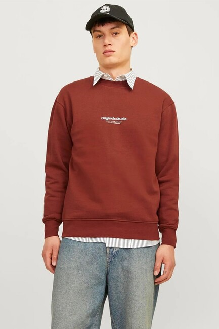 Jack & Jones - Erkek Vesterbro Sweat 12241694 Kahve 