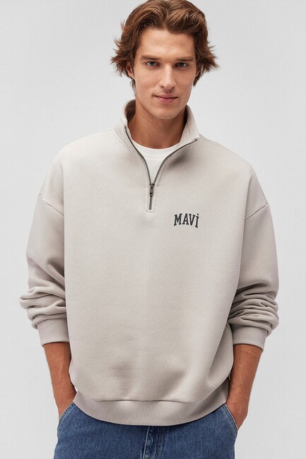 Mavi - Erkek Yarım Fermuarlı Sweat 0S10208-70074 Gri 