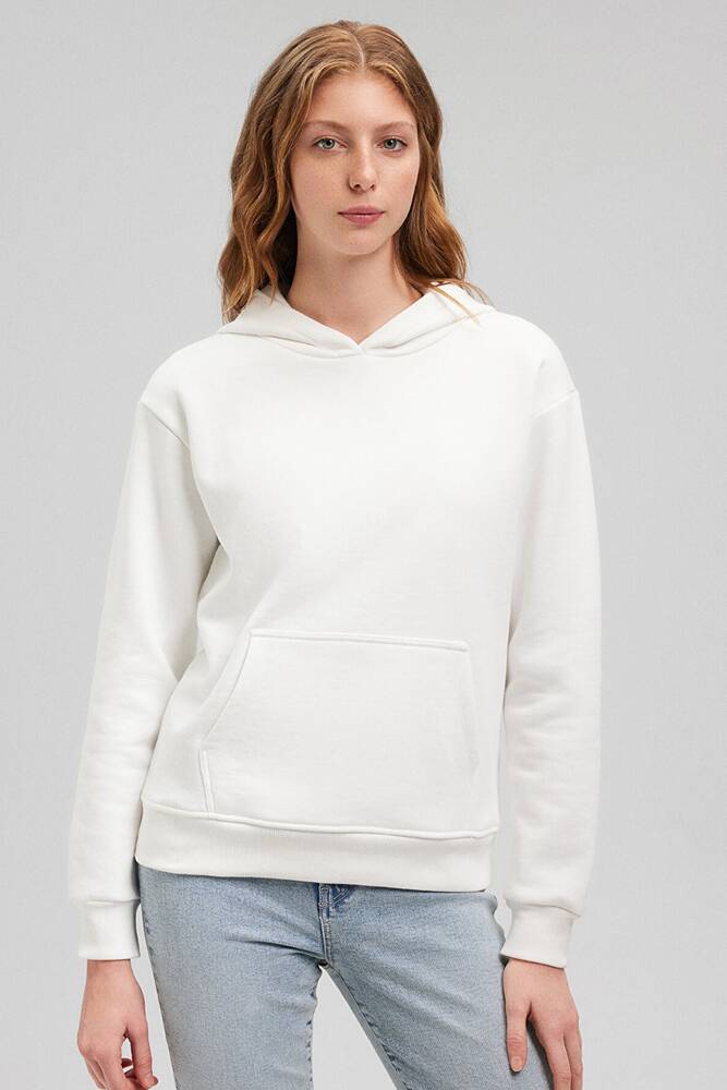 Kadın Kapüşonlu Basic Sweatshirt 167299-70057 Beyaz 