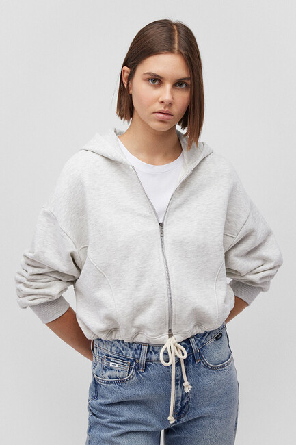 Mavi - Kadın Kapüşonlu Crop Sweat 1611956-80084 Bej 