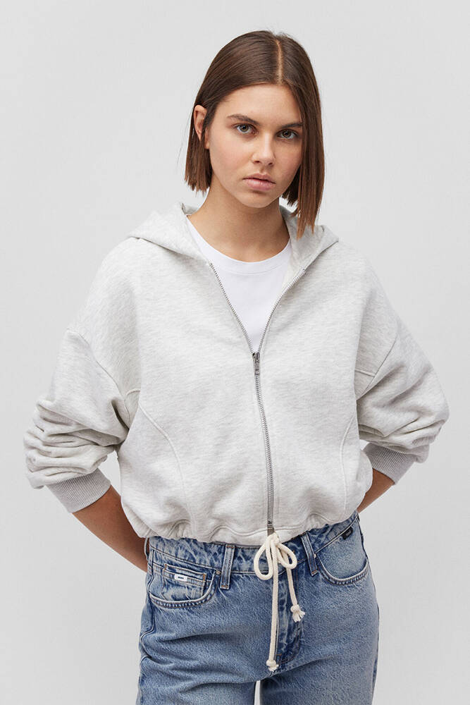 Kadın Kapüşonlu Crop Sweat 1611956-80084 Bej 