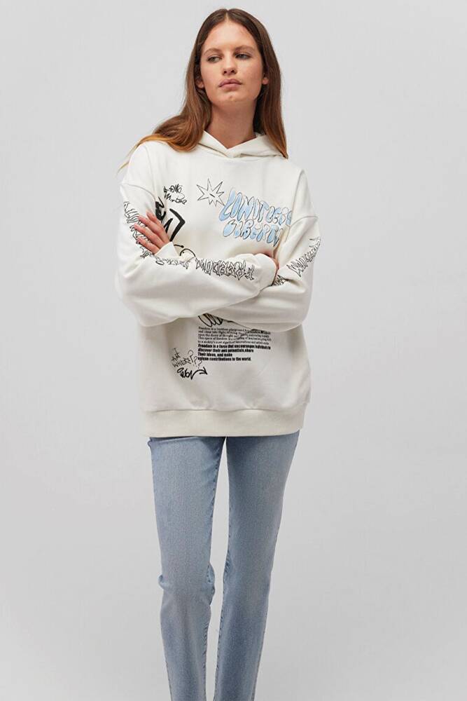 Kadın Kapüşonlu Sweat 1S10287-80194 Beyaz 