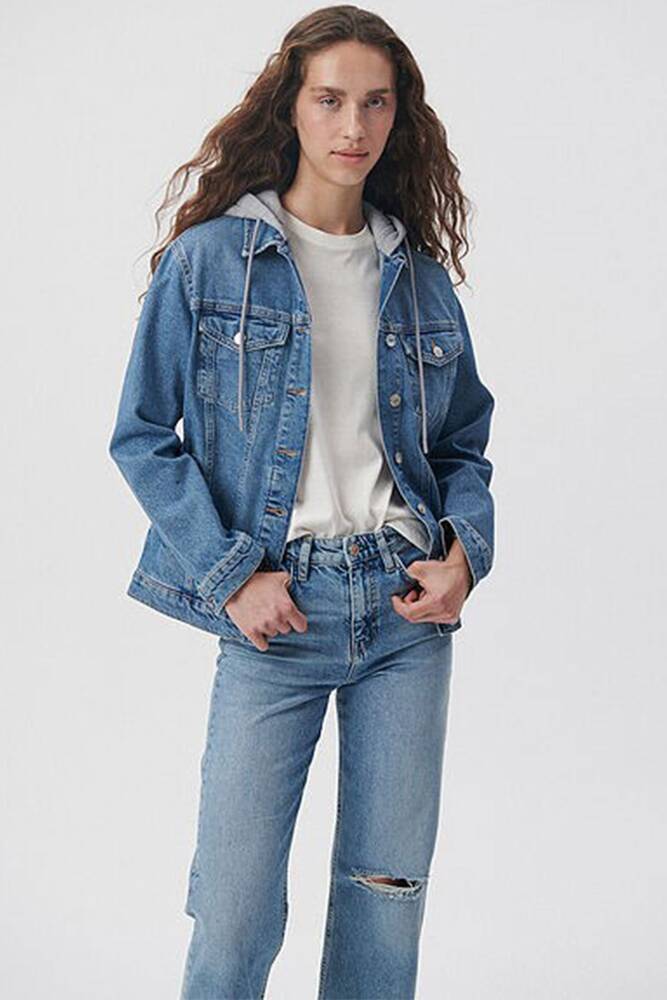 Kadın Karla 90s Jean Ceket 110154-85296 Mavi 