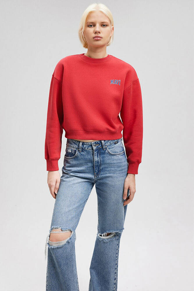 Kadın Logo Baskılı Crop Sweat 1611601-70936 Kırmızı 