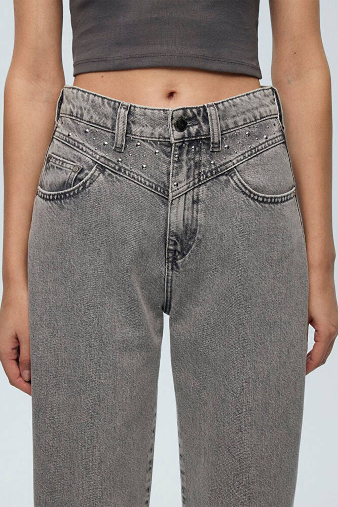 Kadın Lola Taşlı Jean Pantolon 101076-88588 Gri 