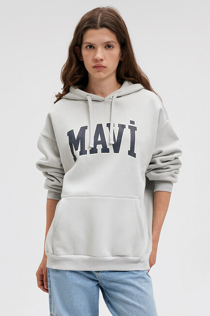 Mavi - Kadın Mavi Logo Kapüşonlu Sweat 1600361-34322 Gri 