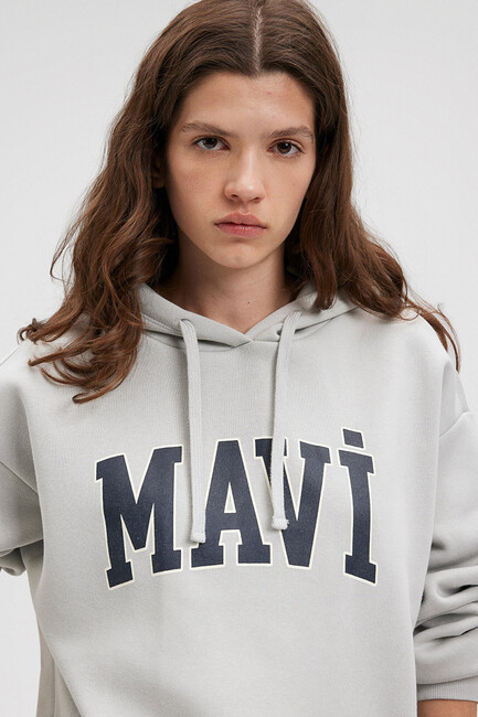 Mavi - Kadın Mavi Logo Kapüşonlu Sweat 1600361-34322 Gri (1)