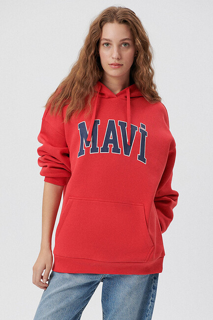 Mavi - Kadın Mavi Logo Kapüşonlu Sweat 1600361-82054 Kırmızı (1)