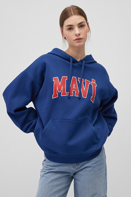 Mavi - Kadın Mavi Logo Kapüşonlu Sweat 1600361-82625 Lacivert 