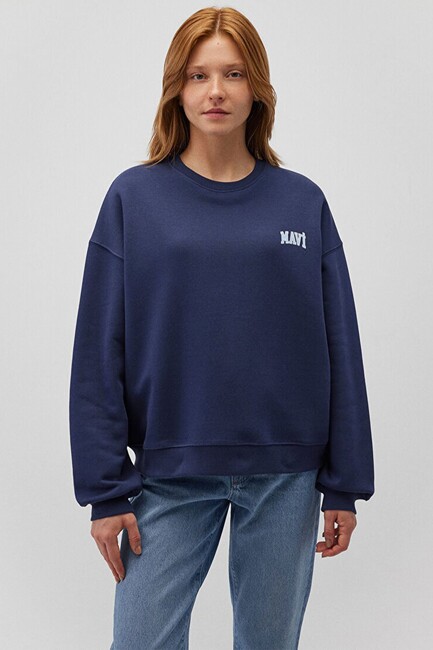 Kadın Mavi Logo Sweat 1611600-70487 Mavi - Thumbnail