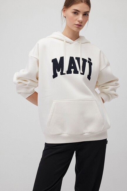 Kadın Mavi Logo Sweat 1S10175-80194 Ekru - Thumbnail