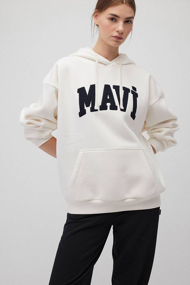 Kadın Mavi Logo Sweat 1S10175-80194 Ekru 