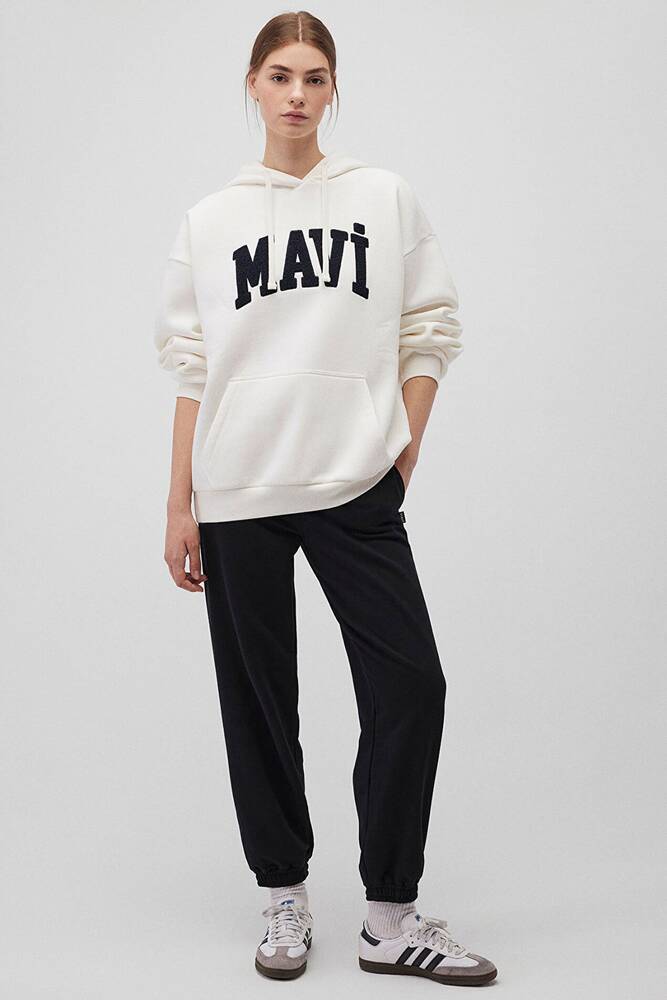 Kadın Mavi Logo Sweat 1S10175-80194 Ekru 