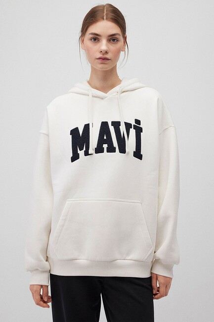 Kadın Mavi Logo Sweat 1S10175-80194 Ekru - Thumbnail