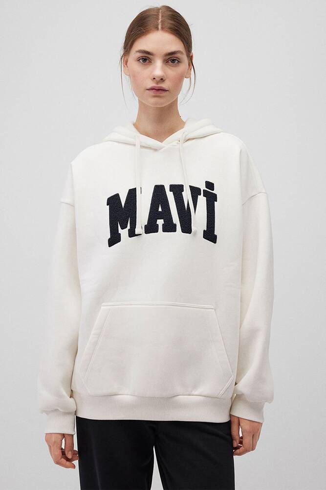 Kadın Mavi Logo Sweat 1S10175-80194 Ekru 