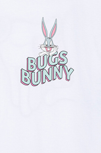 Kız Çocuk Bugs Bunny Baskılı Tişört 7610160-620 Beyaz - Thumbnail