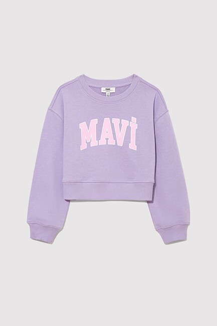 Kız Çocuk Mavi Logo Crop Sweat 7S10097-86954 Mor - Thumbnail