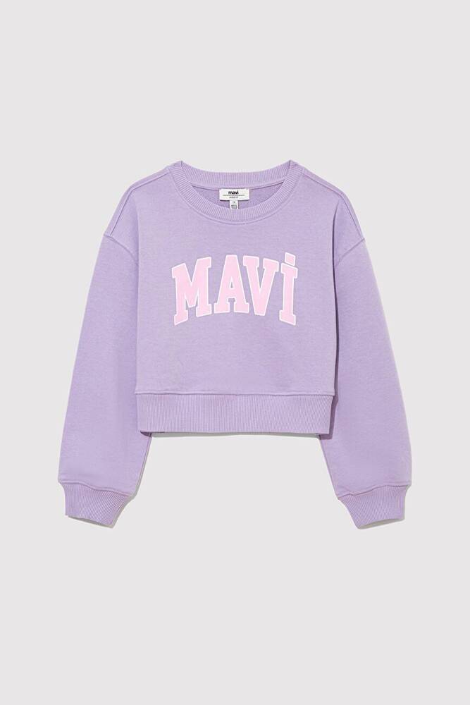 Kız Çocuk Mavi Logo Crop Sweat 7S10097-86954 Mor 