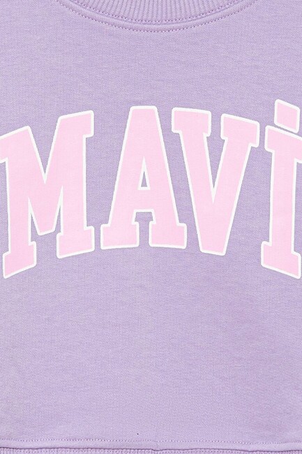 Kız Çocuk Mavi Logo Crop Sweat 7S10097-86954 Mor - Thumbnail