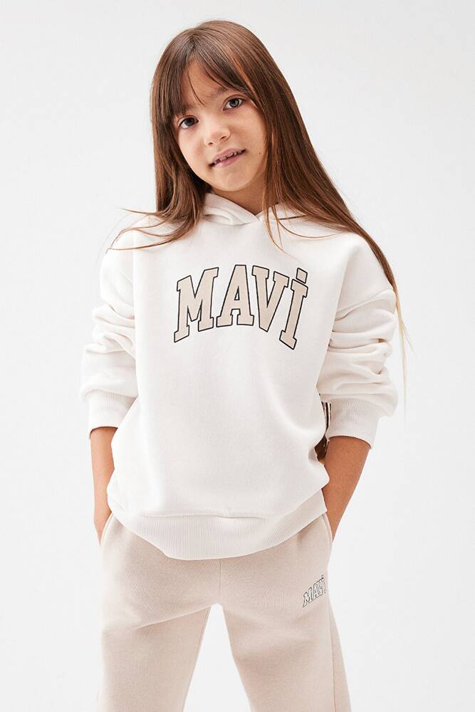 Kız Çocuk Mavi Logo Sweat 7610035-81964 Beyaz 